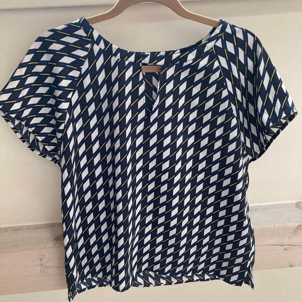 DKNY Blue and White Boxy Blouse